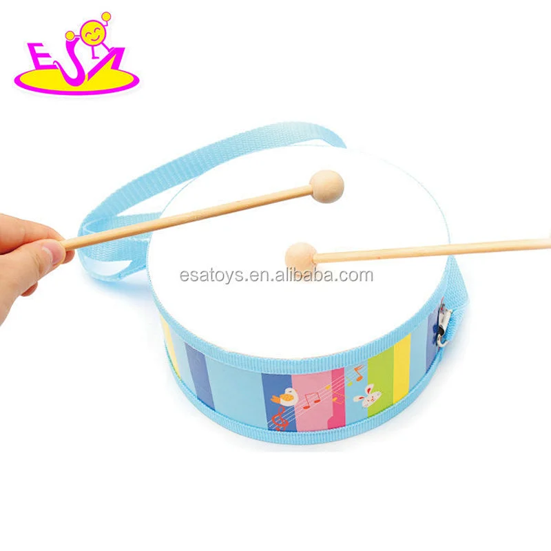 Promotional lovely wooden mini kids drum kit with 2 sticks W07J040