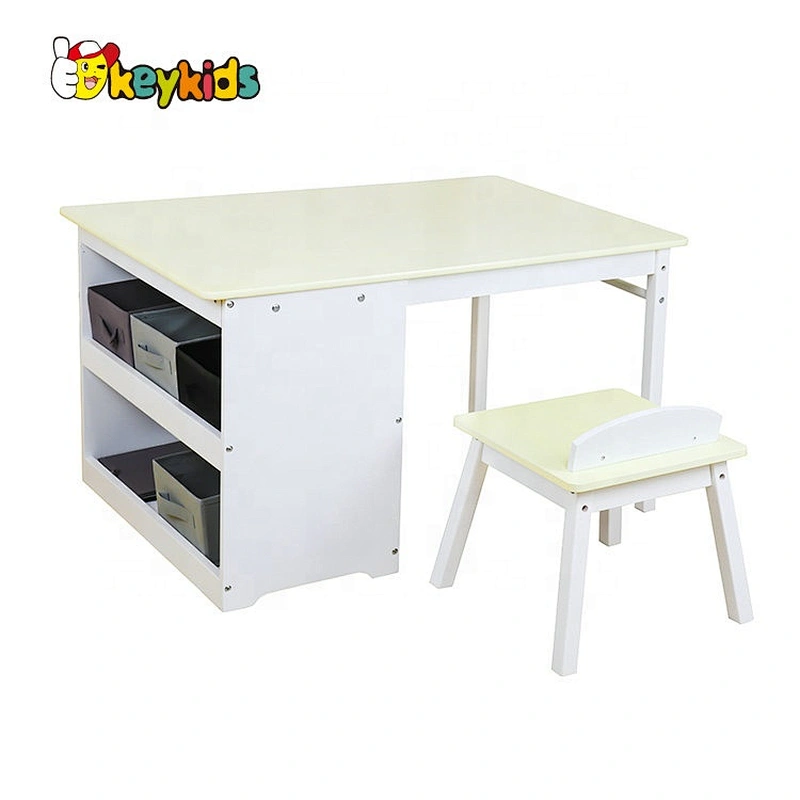 New hottest writing study wooden kids table set with storage W08G269