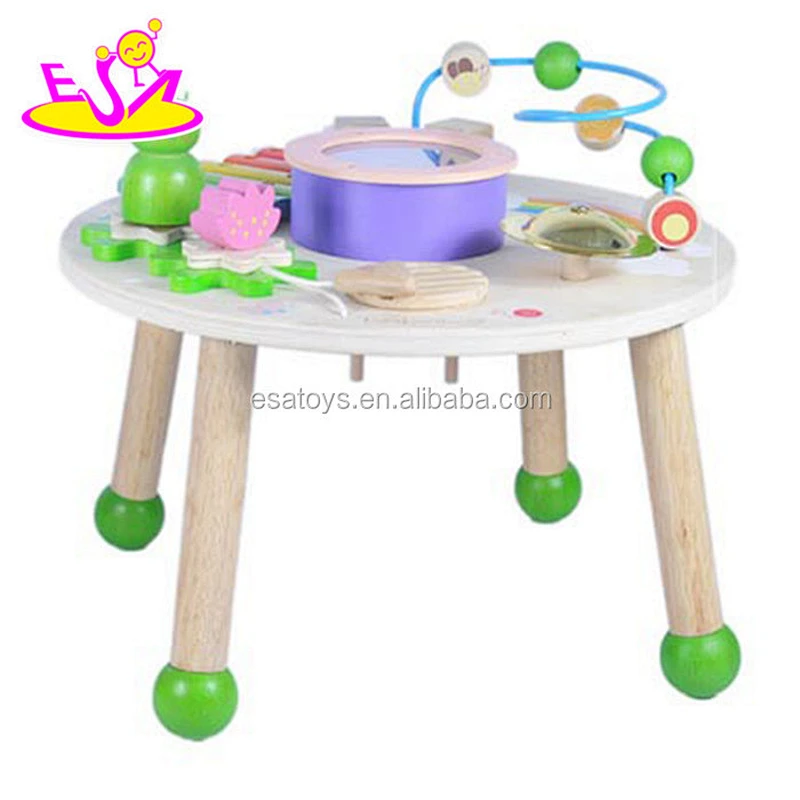 2015 Hot educational wooden activity music table,Multi-functional Kids Wooden Musical Table,Wooden learning music table W07A090