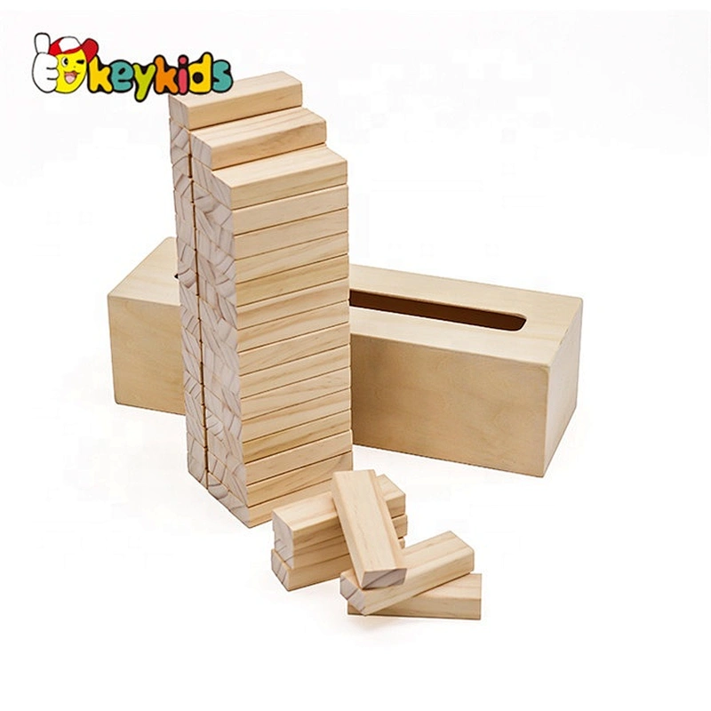 2018 High quality 57 pcs wooden tumbling tower for children W13D143B