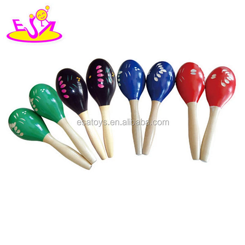 New wooden baby maracas,popular colorful baby maracas toy,hot selling wooden music toy baby maracas set W07I024