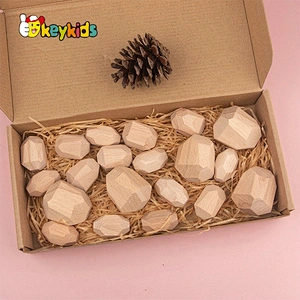 Customize 10PCS stone wooden sensory stacking blocks for kids W13D309