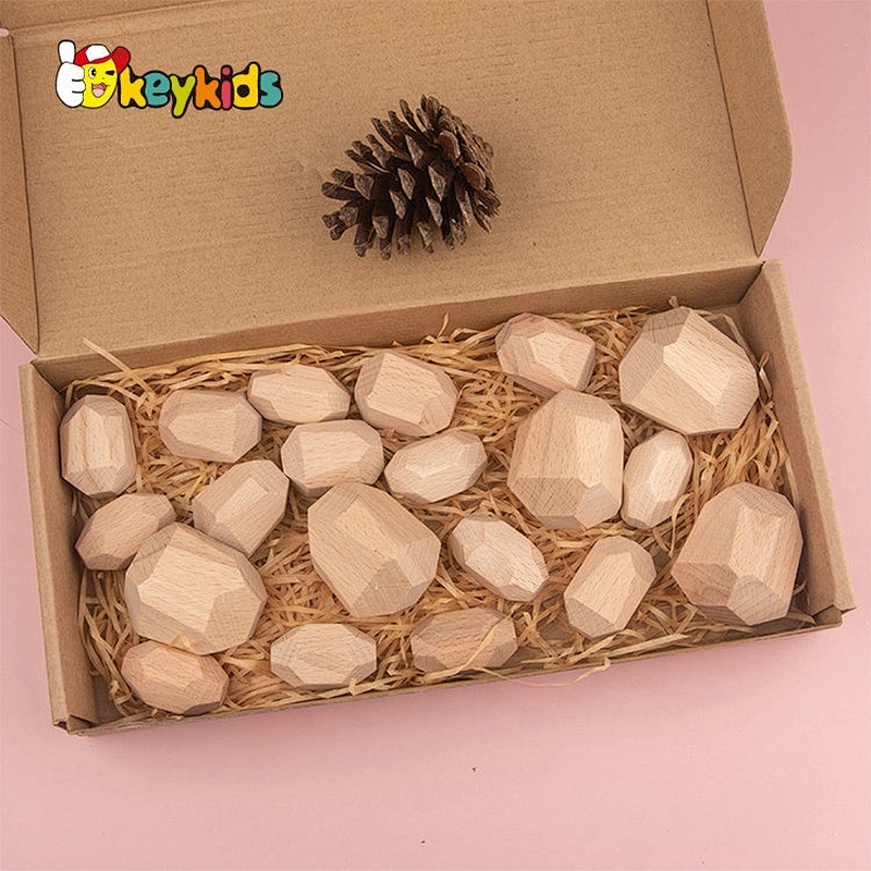 Customize 10PCS stone wooden sensory stacking blocks for kids W13D309