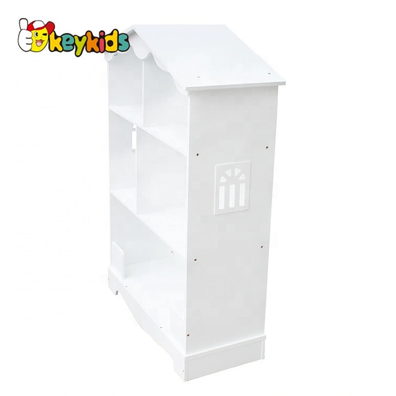 New design dollhouse shaped wooden white bookcase for children W08D015B