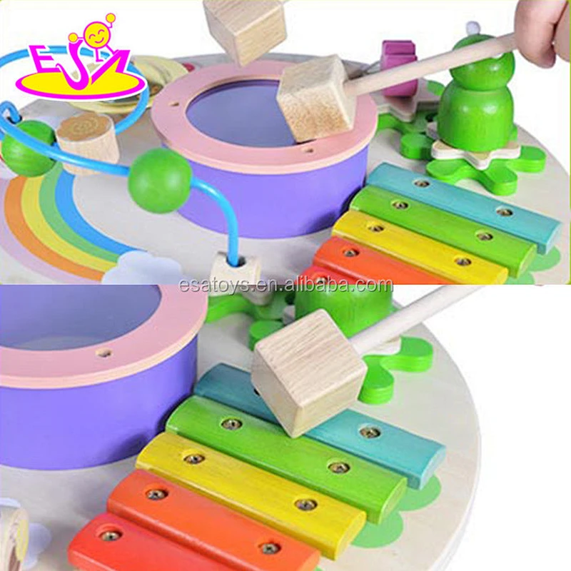 2015 Hot educational wooden activity music table,Multi-functional Kids Wooden Musical Table,Wooden learning music table W07A090