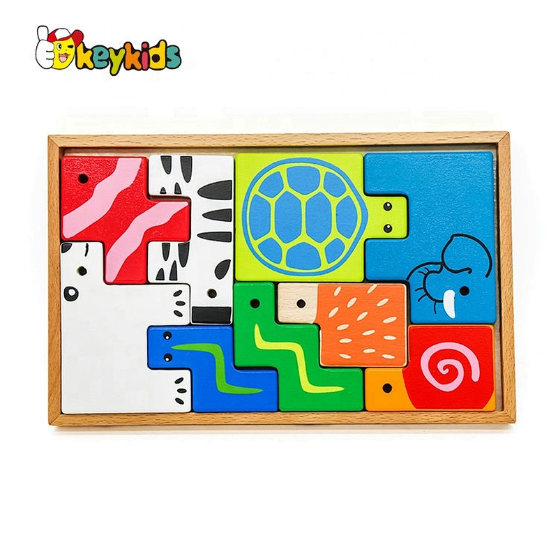 New hottest geometry animals wooden toy blocks for kids education W14A189