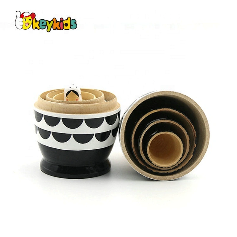 New Design Wooden Hand Painted Russian Doll Toy For Toddlers W06D138