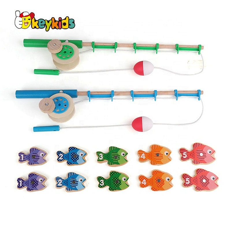 New popular kids magnetic wooden toy fishing rod with fish W01A342