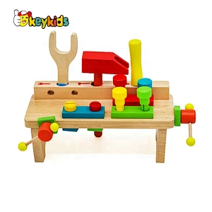 Top sale children educational wooden toy workbench with spanner W03D111
