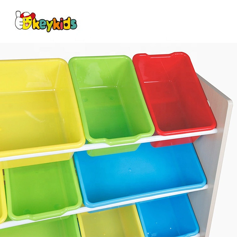 wholesale 12 pieces wooden toy shelves with bins W08C039
