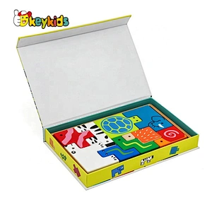 New hottest geometry animals wooden toy blocks for kids education W14A189