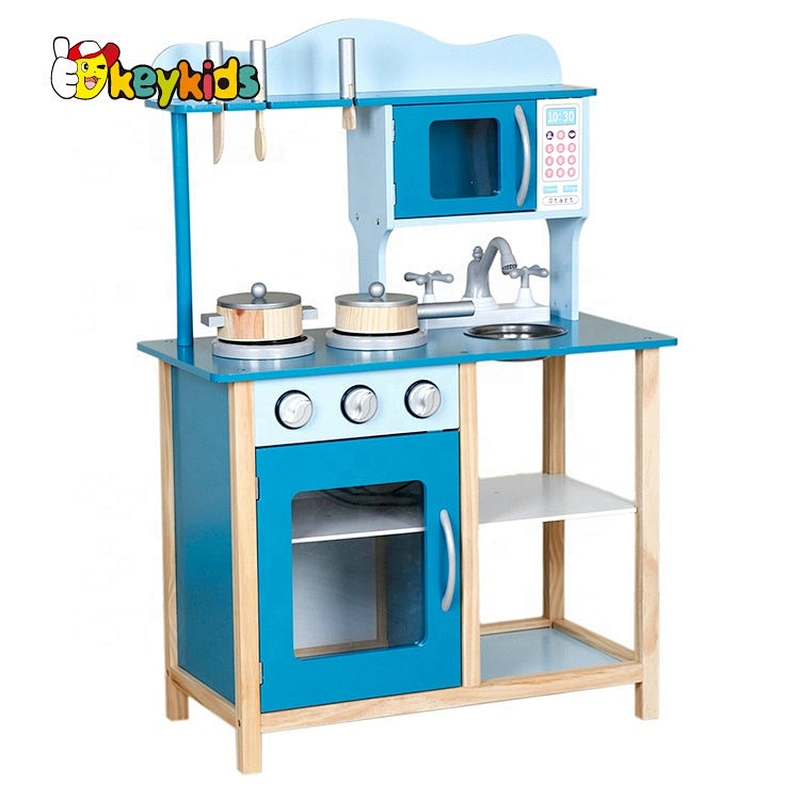 Hot selling children pretend role play wood kids kitchen play set for wholesale W10C404C