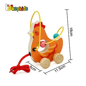 New Hottest Cartoon Chicken Wooden Push Pull Toys For Babies W05B162