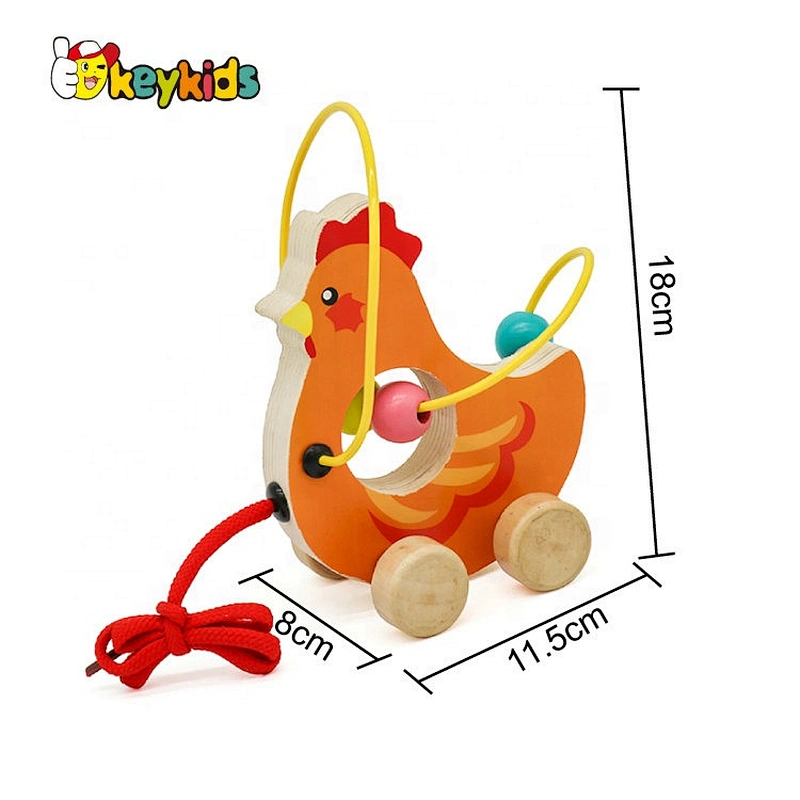 New Hottest Cartoon Chicken Wooden Push Pull Toys For Babies W05B162