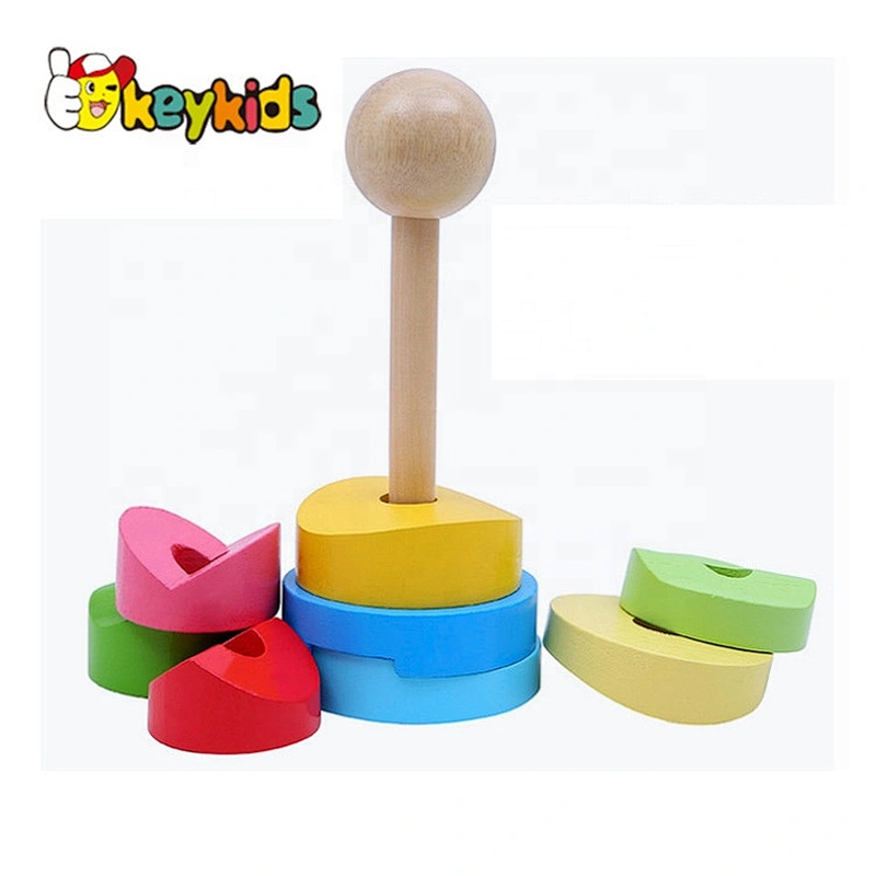 2019 Top sale baby stack it wooden block stacking game for wholesale W13D211