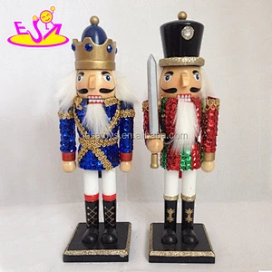 Christmas gift blue wooden soldier nutcracker toy for kids W02A065