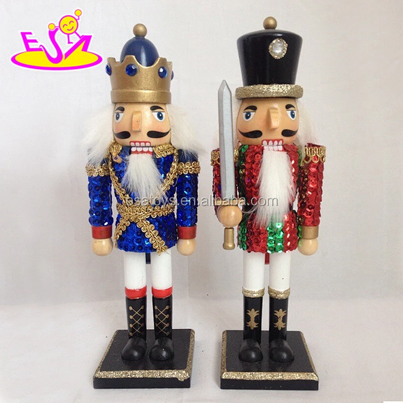 Christmas gift blue wooden soldier nutcracker toy for kids W02A065