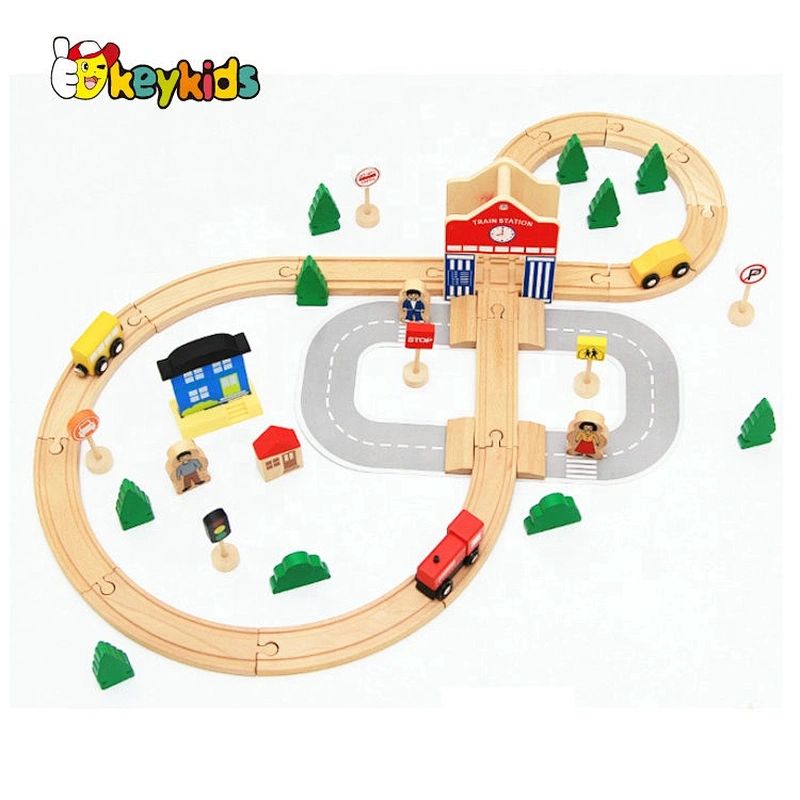 2020 New hottest 50 pcs wooden train track set for boys W04C193