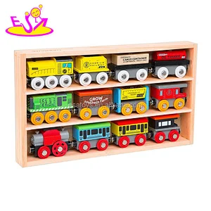 Best Collection magnetic wooden toy engines train cars for children W04A370