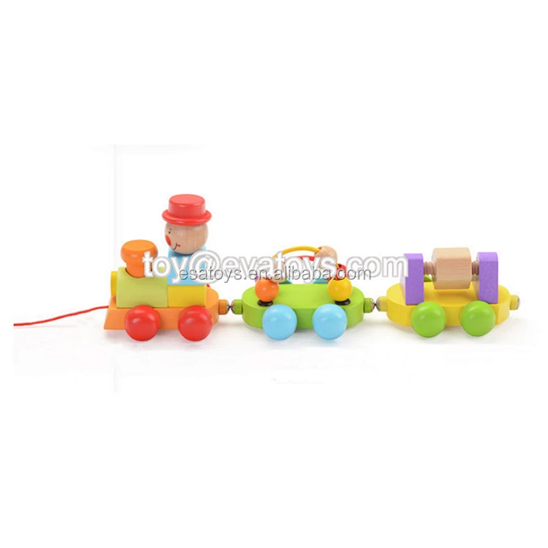 New hottest educational stacking wooden toy block train for kids W05C091
