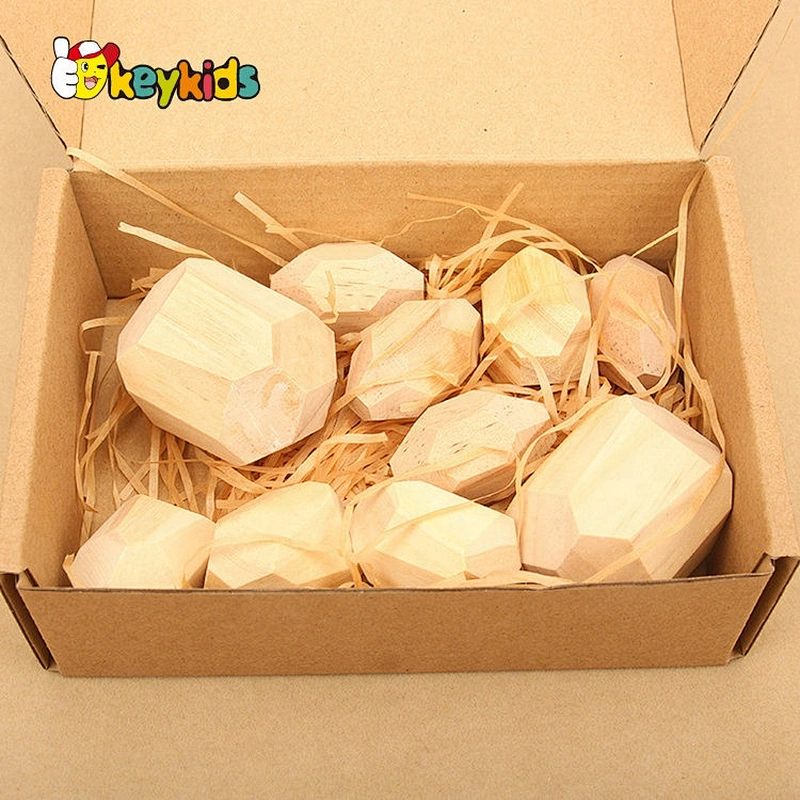 Customize kids natural wooden stone blocks for stacking W13D304