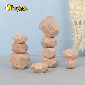 Customize kids natural wooden stone blocks for stacking W13D304