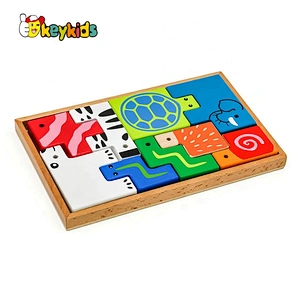 New hottest geometry animals wooden toy blocks for kids education W14A189