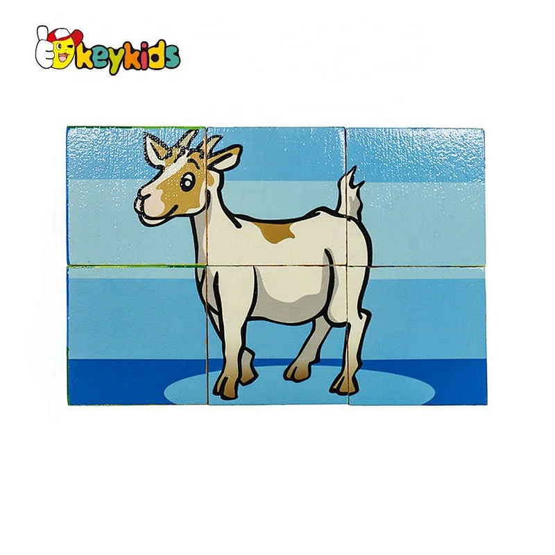 Customize educational 6 piece wooden cube puzzle for children W14F071
