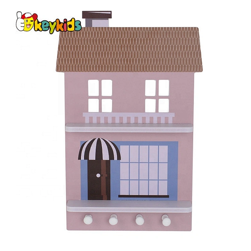 2020 Customize house shape wooden wall shelves for kids W08C311