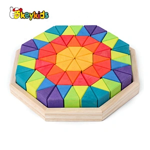 2020 New arrival 72PCS preschool wooden shape blocks for kids W13A209