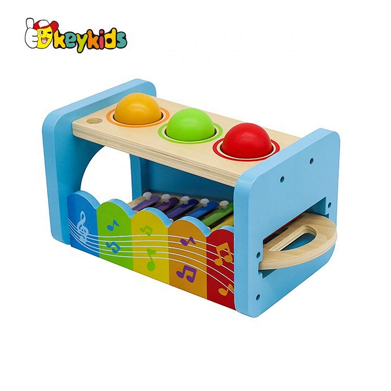 Customize musical toys wooden tap and pound hammer bench for kids W07C091B