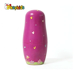 New released pink wooden russian stackable dolls for girls W06D140