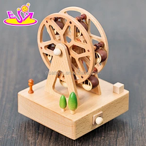 Customize funny train toys wooden vintage music box for kids W07B039