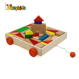 2019 High quality colorful wooden toy block car for children W13C038