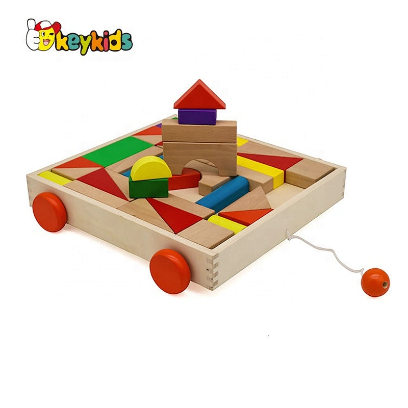 2019 High quality colorful wooden toy block car for children W13C038