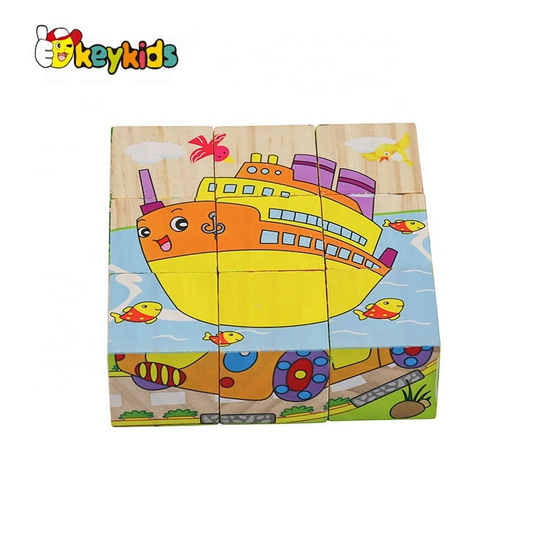 Customize 6 sides wood cube puzzle game for children W14F069