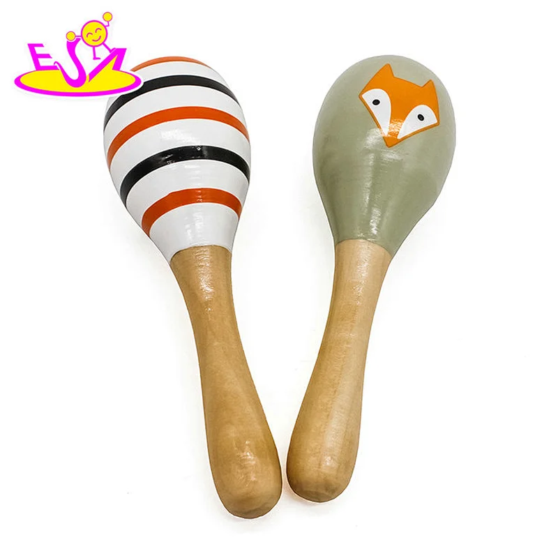 New arrival cartoon paint wooden children maracas for education W07I141