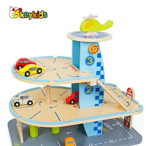 2021  New mini wooden toy parking garage for children W04B085