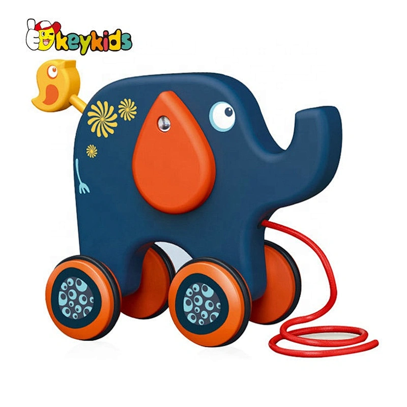 New Arrival Preschool Wooden Elephant Pull Toy For Toddlers W05B196