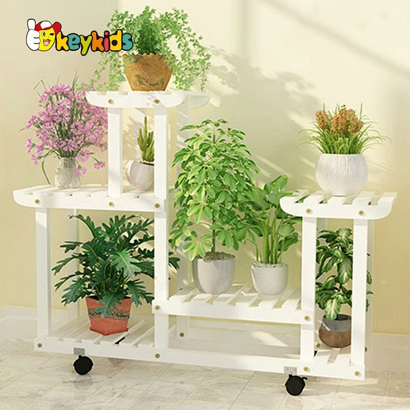 Best design modern style 4-tier wooden plant stand with wheels W08H117