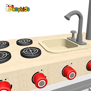 New design kids interactive play wooden cooking play set with real water W10C626
