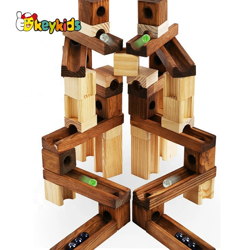 2020 wholesale 60 PCS educational wooden marble run toy for children W04E102