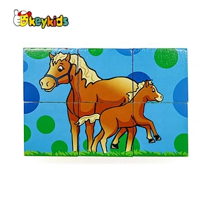Customize educational 6 piece wooden cube puzzle for children W14F071