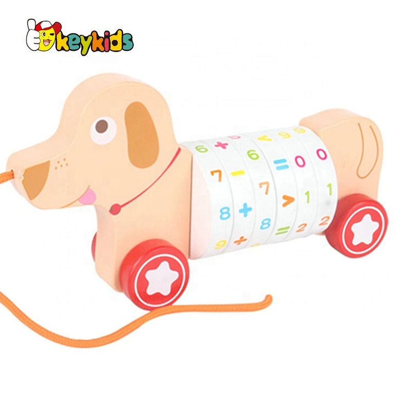 2020 New design baby wooden pull along car for preschool W05B192