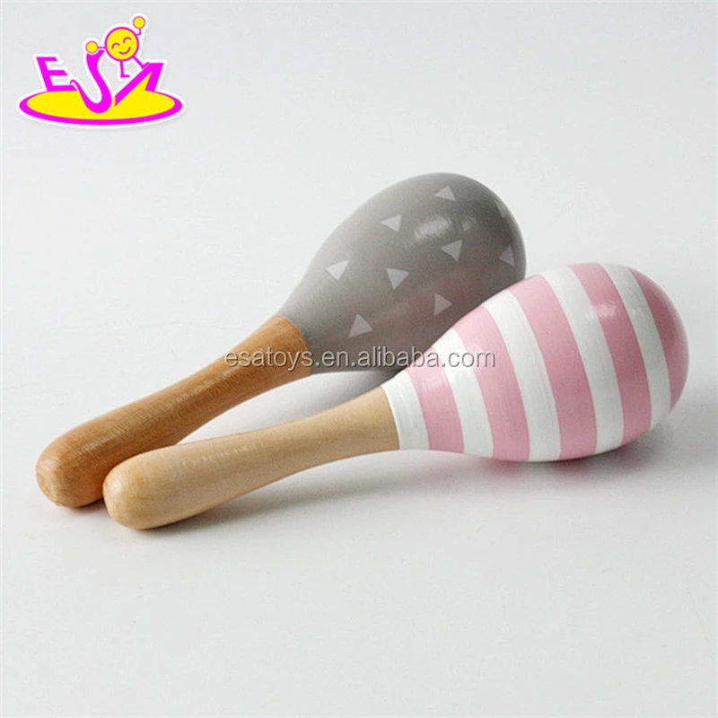 New wooden baby maracas,popular colorful baby maracas toy,hot selling wooden music toy baby maracas set W07I024