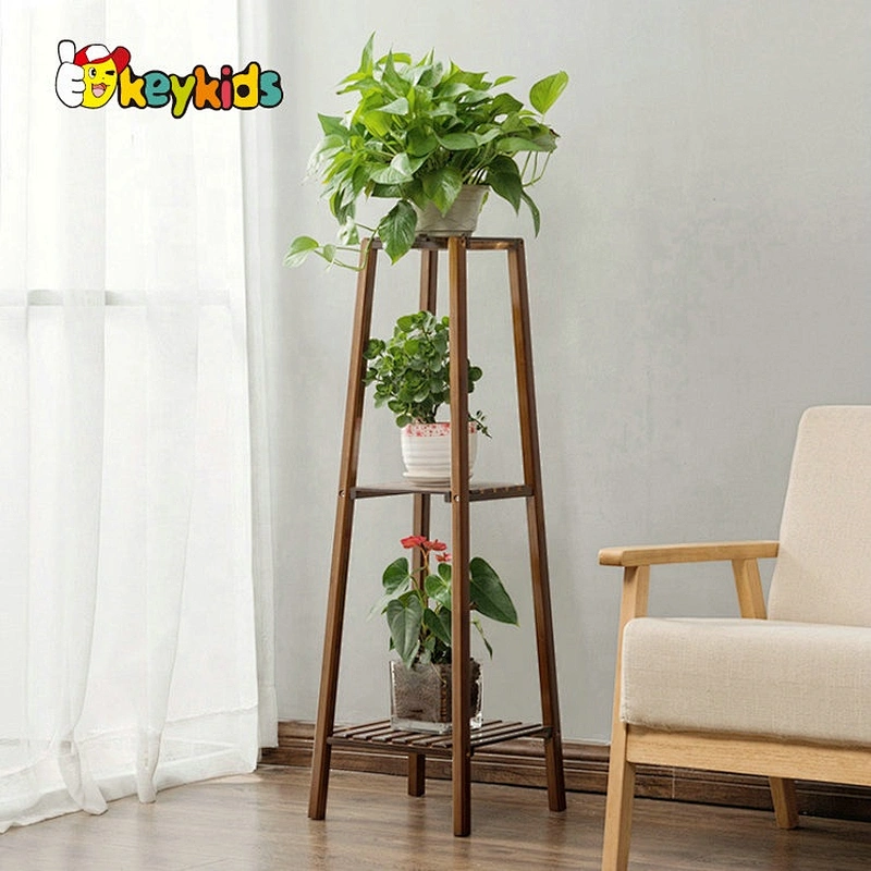 New arrival 2 layers brown wooden plant stand indoor for wholesale W08H113