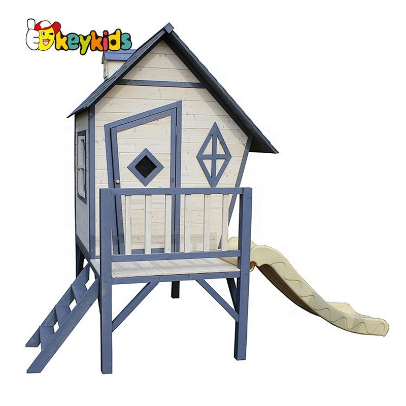 Hot Sale Customizable Kids Outdoor Pink Playhouse Wooden W01D081A