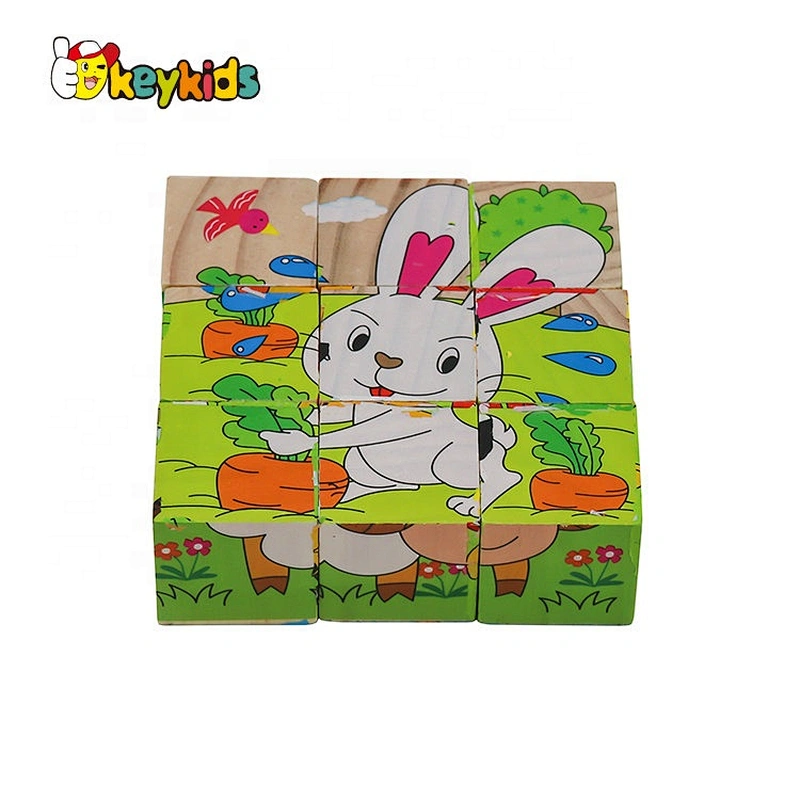 Customize 3d wooden cube block puzzle game for children W14F086