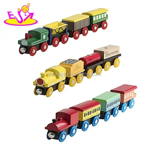 Best Collection magnetic wooden toy engines train cars for children W04A370