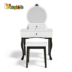 Customize white wooden little girls vanity table with Mirror & Stool W08H140D